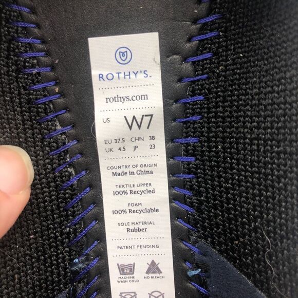 Rothy Retired White Trim Black Knit Round Toe 7‎ Discontinued Style Recycled - Picture 6 of 6